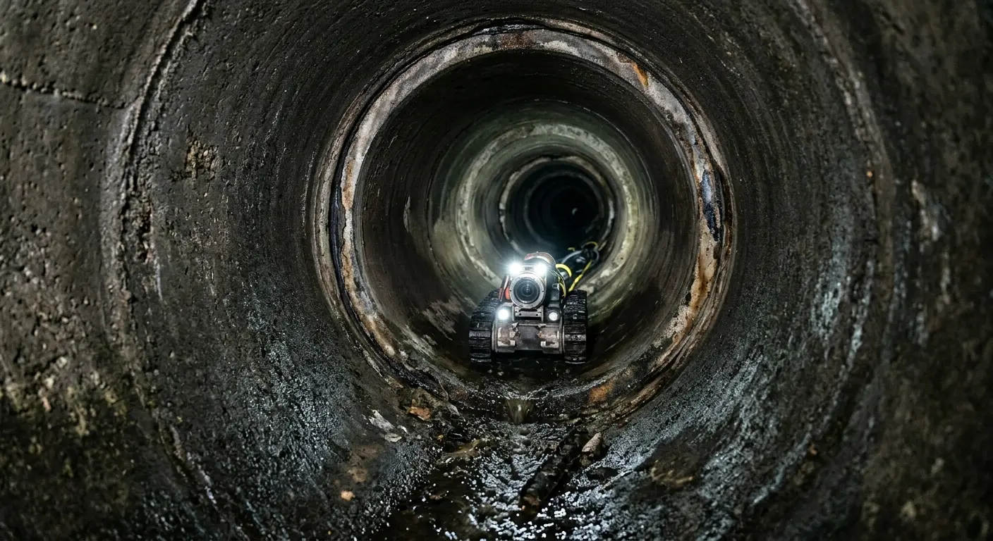 Robotic sewer camera inspecting pipe interior for Drain Snake Service in Cherokee Village